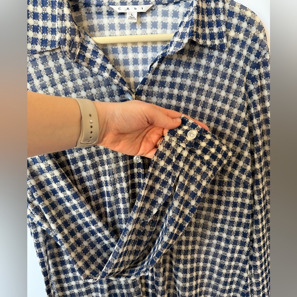 Cabi Sheer Long Sleeve Button Down Top - Picture 5 of 8